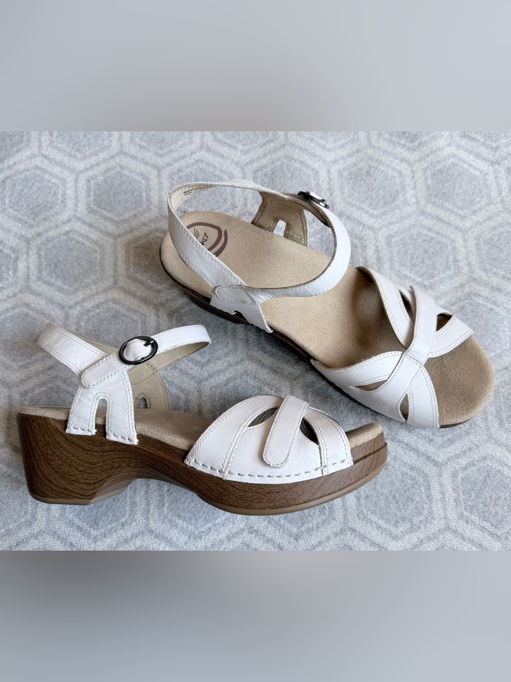 Dansko Season White Leather Sandals Adjustable Shoes Women’s EU 40 US 10 - Picture 12 of 14